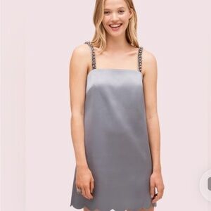 Kate Spade Pearl Pave Shift Dress Gray with Beaded Straps Size 00